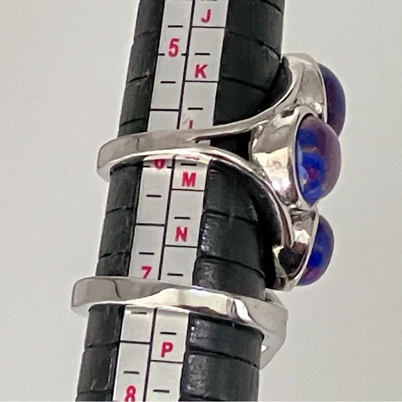 Mojave purple turquoise, multi-stone Cabochon ring in stainless steel - Picture 5 of 9